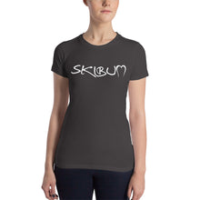 Load image into Gallery viewer, Women’s Slim Fit T-Shirt White Skibum Script