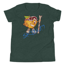 Load image into Gallery viewer, Youth Short Sleeve T-Shirt Fuzzy The Peach Blue Script