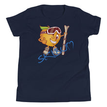 Load image into Gallery viewer, Youth Short Sleeve T-Shirt Fuzzy The Peach Blue Script